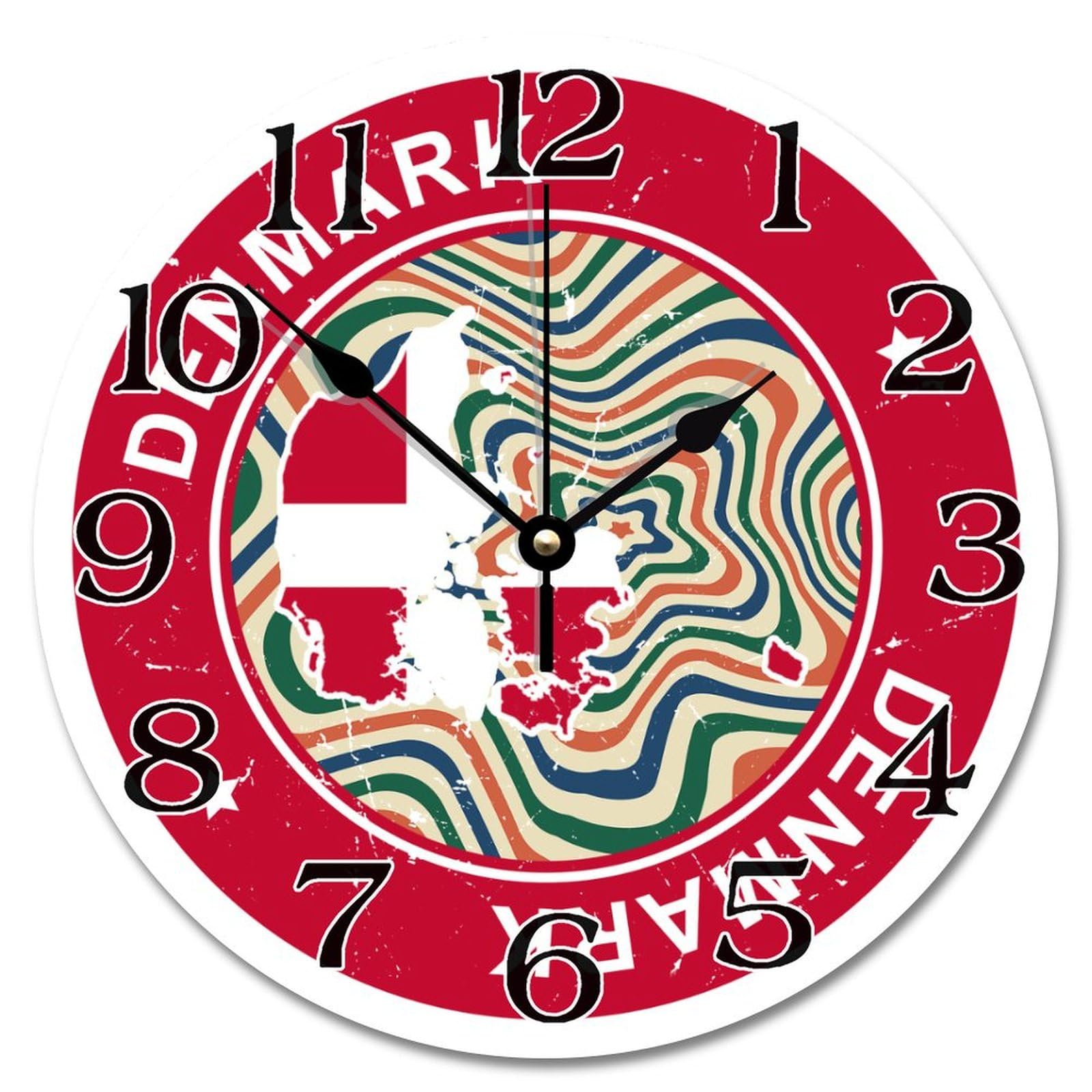 Horloge murale Danemark en bois de 38cm vintage pour decoration de voyage