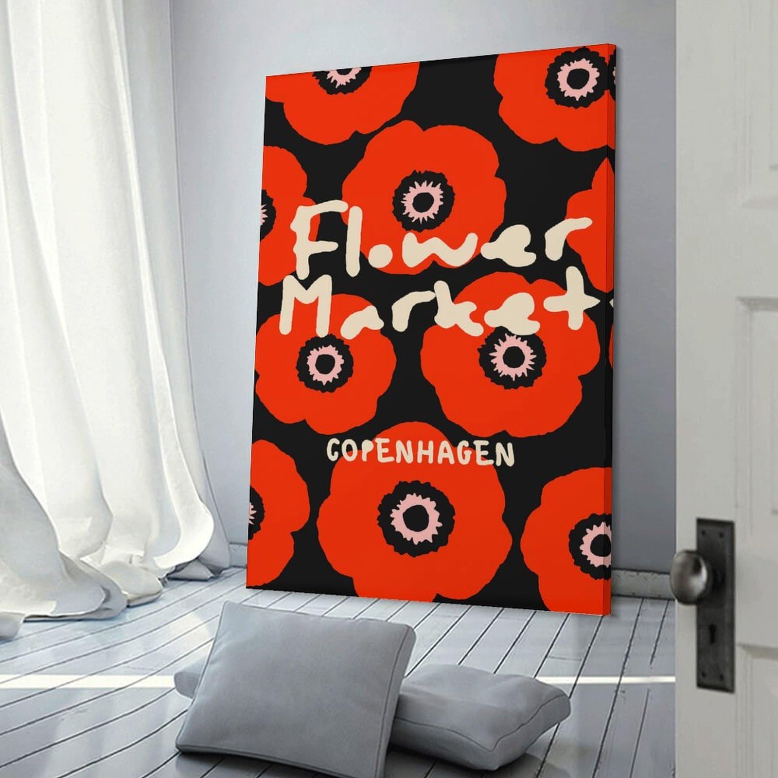 Junmoney Flower Market Copenhagen Floral Art Wall Art Print, 20x30inch(50x75cm), for Lounge Decor, Bedroom Walls Or Flats, Decorative Artwork for Empty Walls