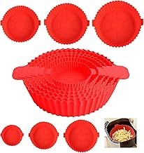 Set of 6 Silicone Air Fryer Trays, Reusable Air Fryer Basket Tray, Containers Versatile Accessories Pot Suitable for Various Fryers Basket and Moulds Included