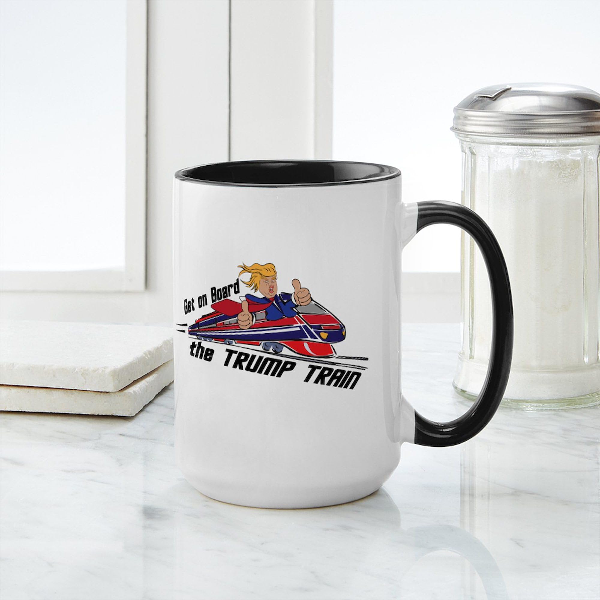 Amazon.com | CafePress The TRUMP TRAIN Donald Trump Mugs 15 oz (444 ml) Ceramic  Coffee Mug: Coffee Cups & Mugs