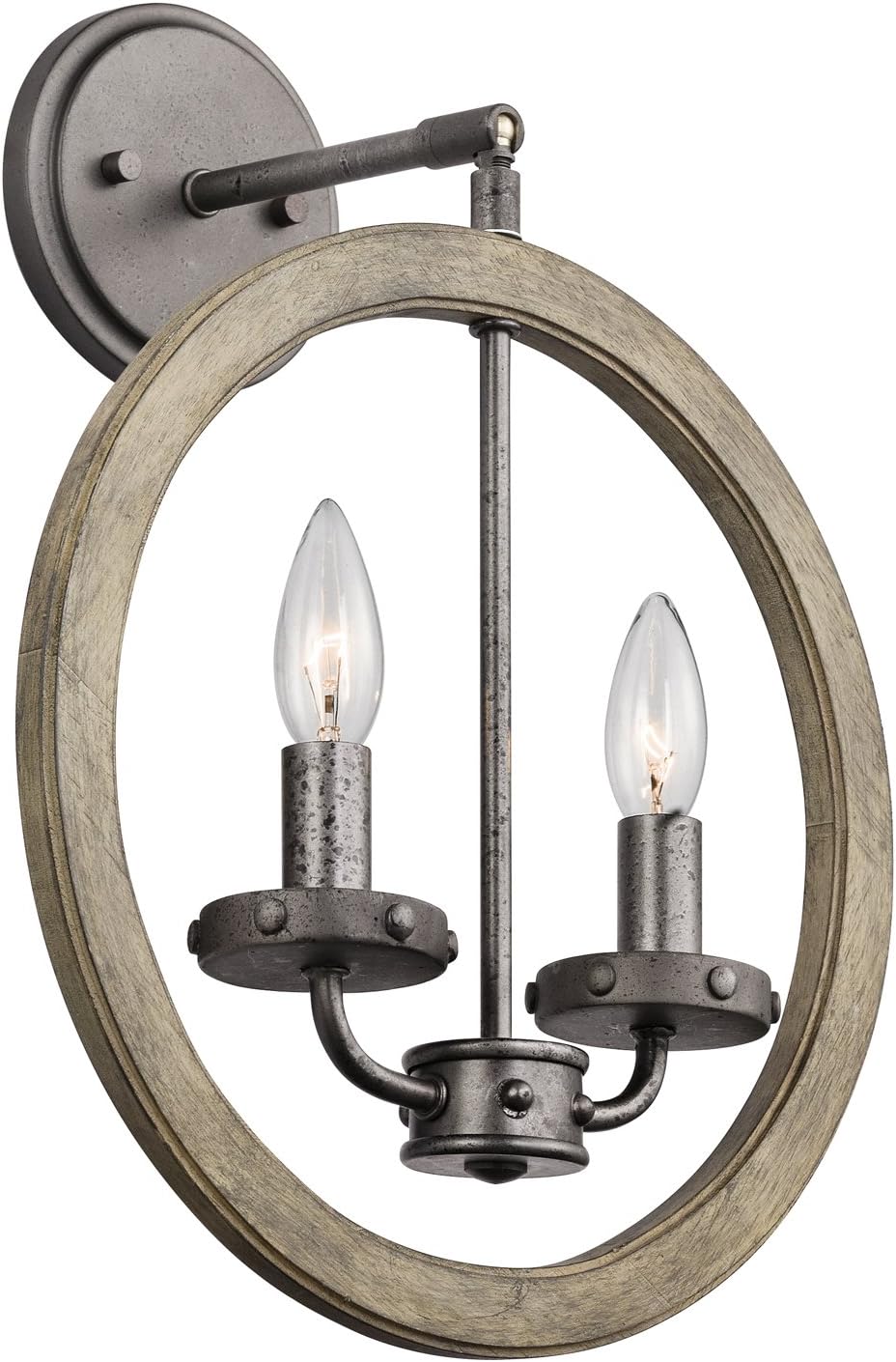 New Product Kichler 43328DAG Evan Mini Pendant/Wall 2-Light, Distressed Antique Gray