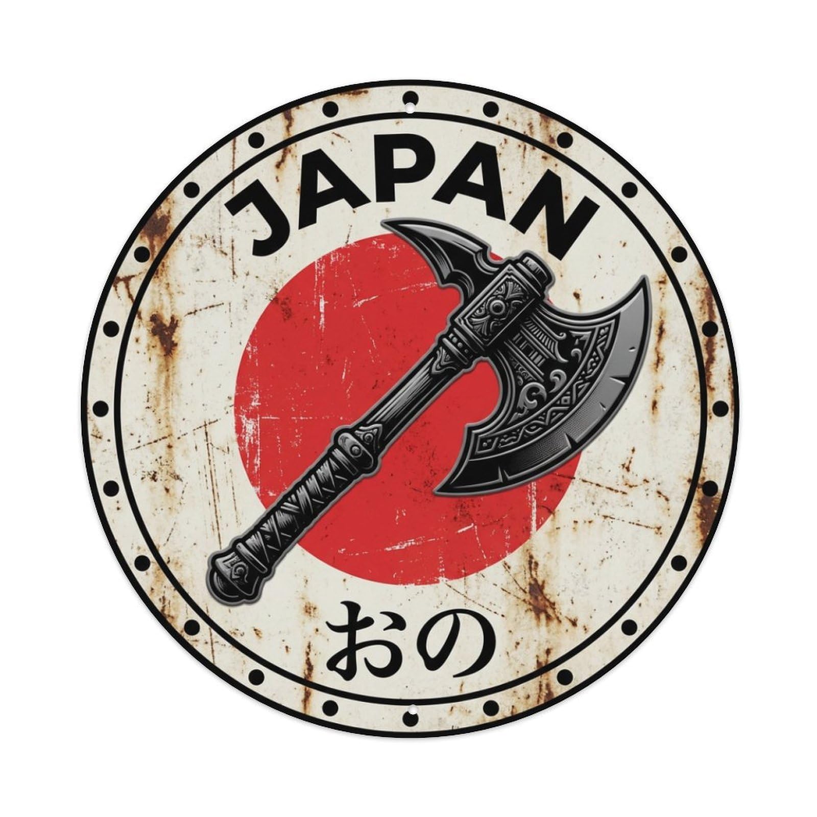 Galvaxio Style Ono Axe Japan Battle Weapon Historic Metal Tin Sign