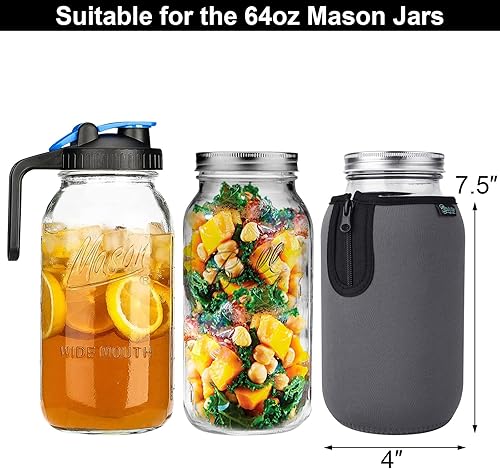 Vista 16 de Beautyflier Frascos de boca ancha de 64 onzas, fundas aislantes grandes de vidrio transparente de 2 cuartos de galón, boca ancha, germinación
