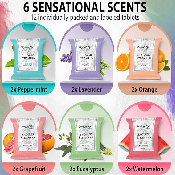 Shower Steamers for Women, 24pc Shower Bombs Aromatherapy Gift Set w/Organic Essential Oils, Shower Steamers for Women, 24pc Shower Bombs Aromatherapy Gift Set w/Organic Essential Oils, Shower Melts