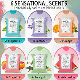 Shower Steamers Aromatherapy - 12pc Shower Bombs Vapor Tablets w/Organic Essential Oils for Vaporizing Steam Spa, Bath Bombs Tablets, Stocking Stuffers, Selfcare & Christmas Gifts for Women, Men