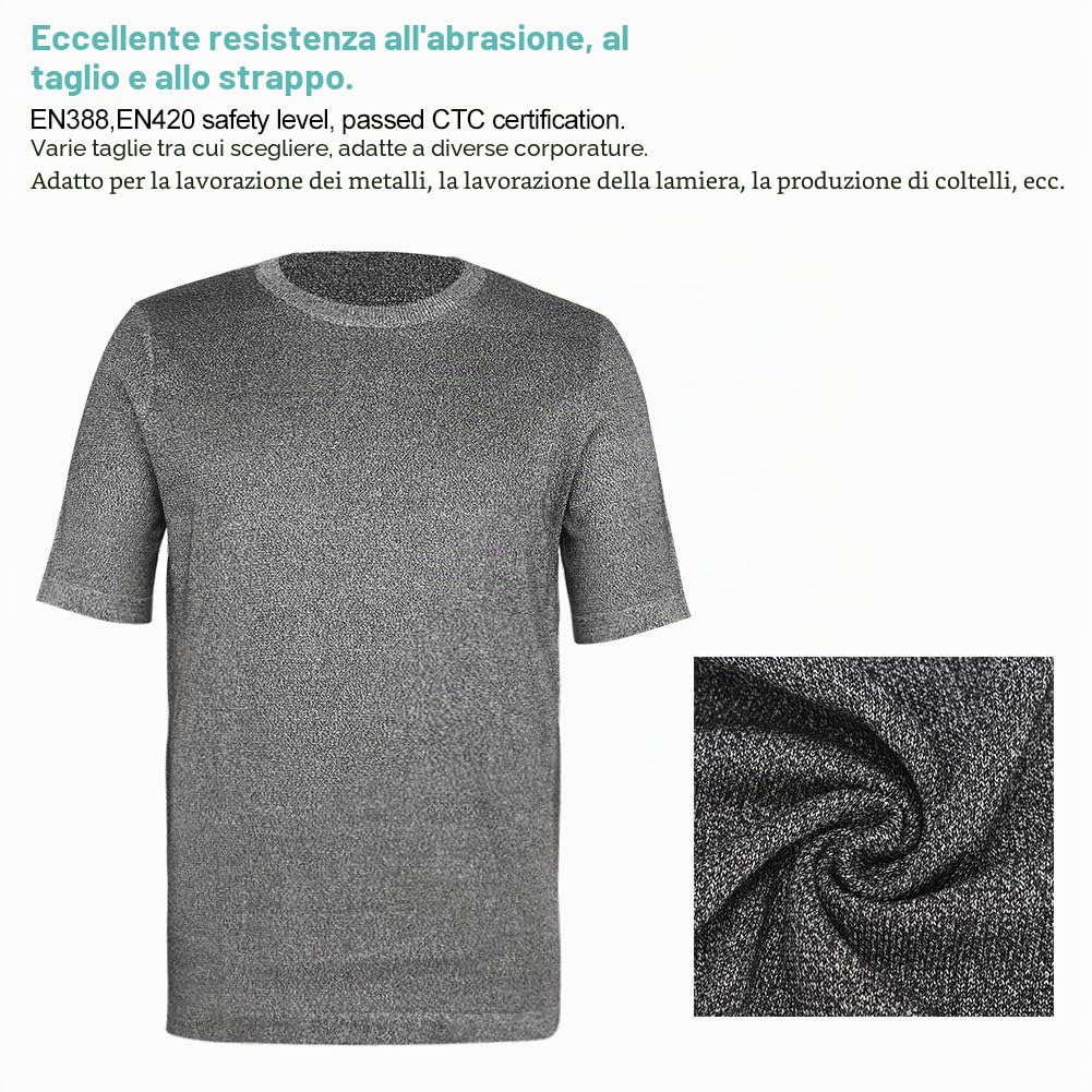 Abbigliamento Resistente Taglio Maglietta Sicurezza a Prova Taglio Top Abbigliamento Lavoro Industriale Livelli 5 Abbigliamento Protettivo per Fabbrica Magazzino Cucina(M)