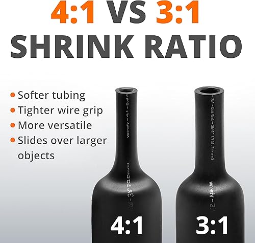 Miniatura 9 de Wirefy Kit de tubos termorretráctiles de alambre - Tubo termorretráctil de relación 3:1 - Kit de envoltura de alambre forrado adhesivo - Tubos