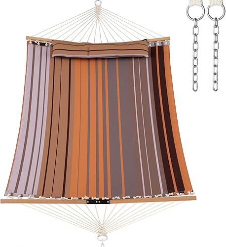 Giantex Hamaca columpio de camping para soporte con barra separadora, almohada desmontable, cuerdas de algodón tejidas a mano, hamacas al aire libre