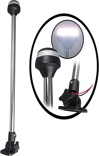 Pactrade Marine El ancla todo redondo de los SS poste de la luz del barco LED dobla abajo 25" L 12V 2NM USCG A16 certificado