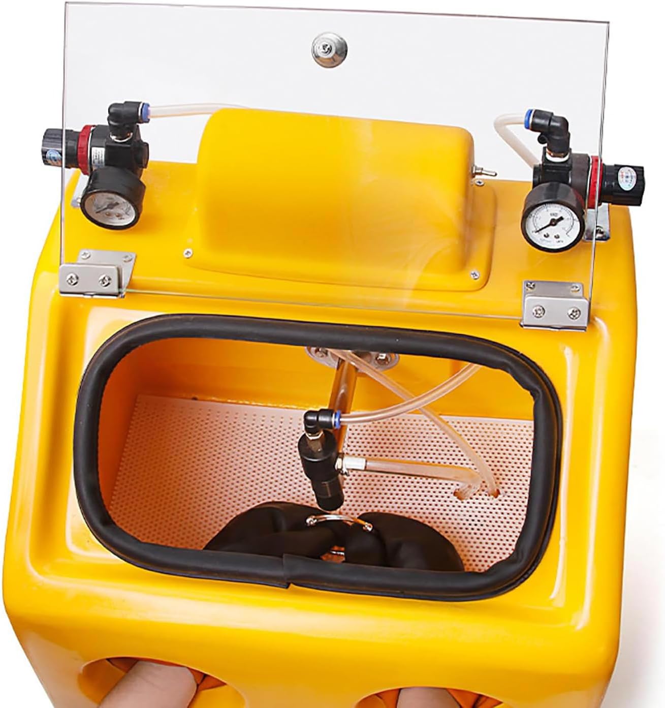 Sandblasting Cabinet Sandblaster, Portable Sand Blasting Work Station, with Foot Pedal Control, for Sandblasting, Metal Rust Removal, Impurity Cleaning, Detail Finishing