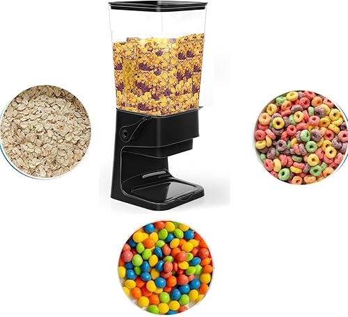 Miniatura 3 de Dispensador de cereales, 5.5 L, organizador de plástico y almacenamiento, recipientes dispensadores de alimentos secos para el hogar y la cocina,