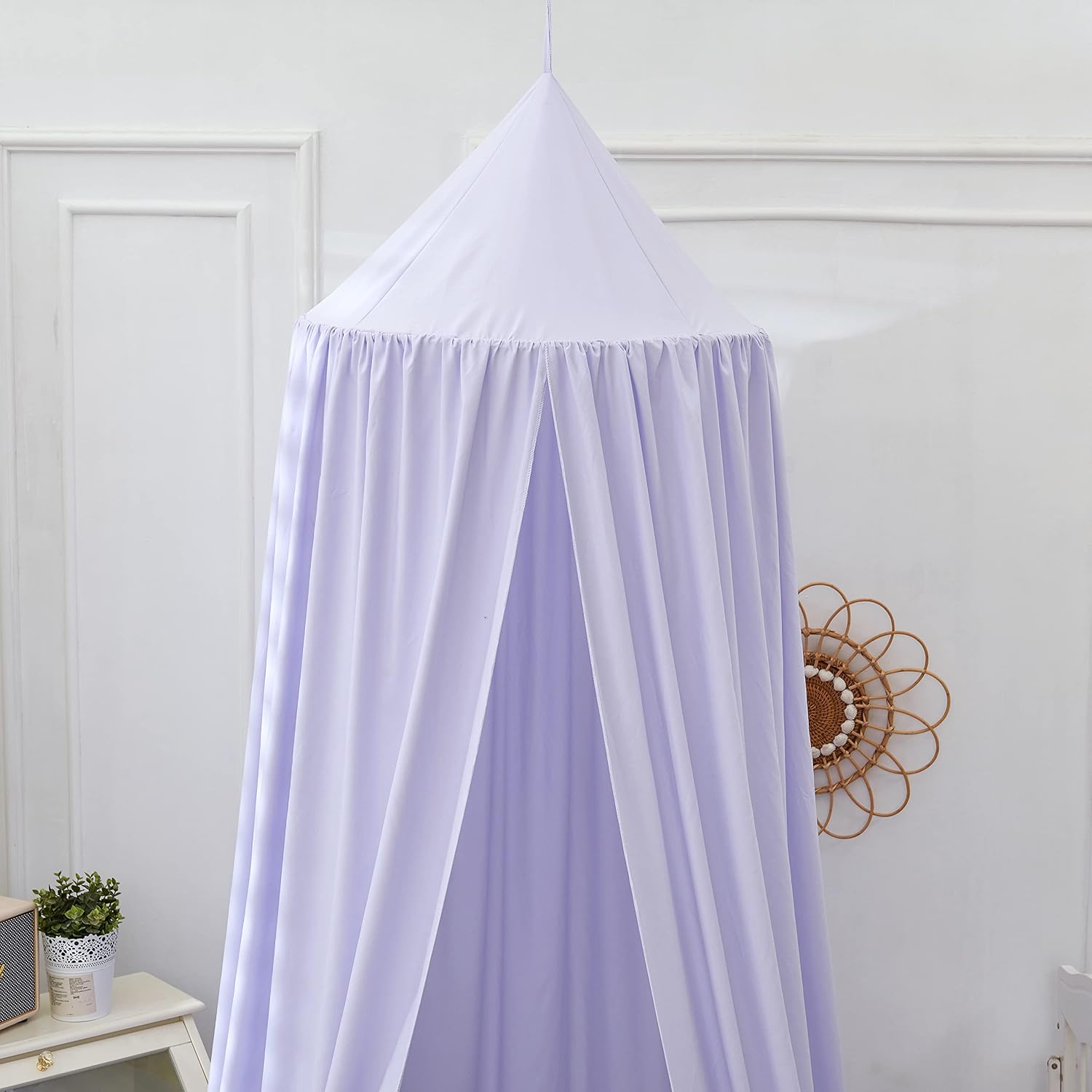Bed Canopy for Kids, Round Dome Kids Mosquito Net Indoor Outdoor Castle Hanging House Decoration Reading Nook Kids Playing Home Decoration(Lilac)