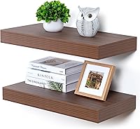 Vista 53 de Estantes flotantes de 12 pulgadas de profundidad, juego de 2 estantes flotantes marrones de 16 pulgadas, estantes rústicos de 16 pulgadas de ancho x