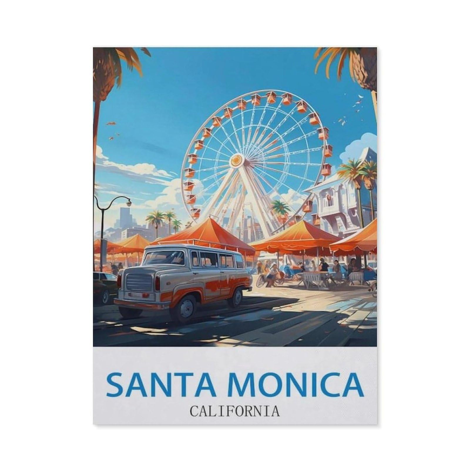 BEAYODKP 5D Diamond Painting，Santa Monica California ， Beach（40x50cm）