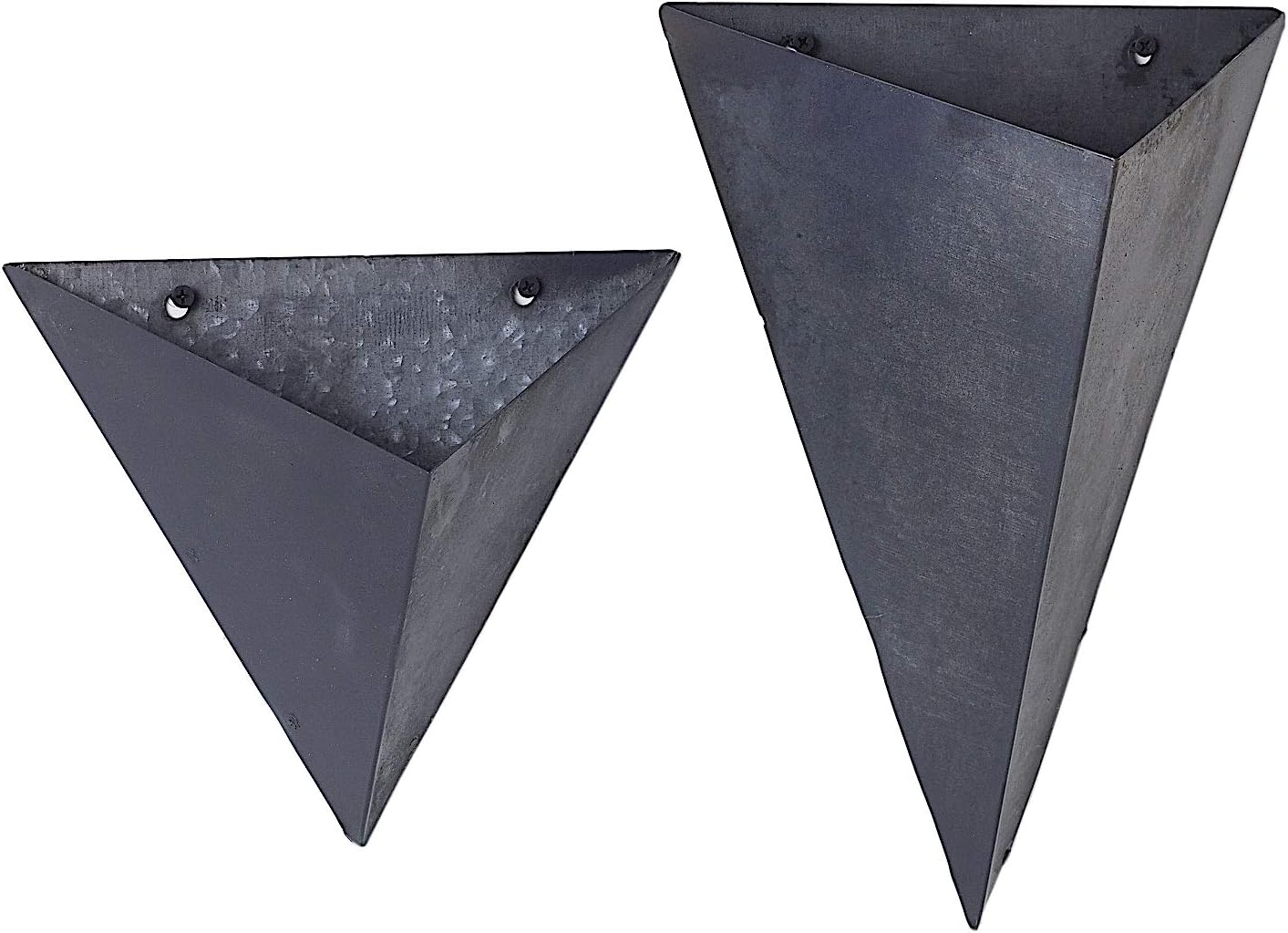 A.D. S/2 Diamond Shape Metal Modern Industrial Urban Design Vertical Planter Pockets Black Matte 14" & 11" H