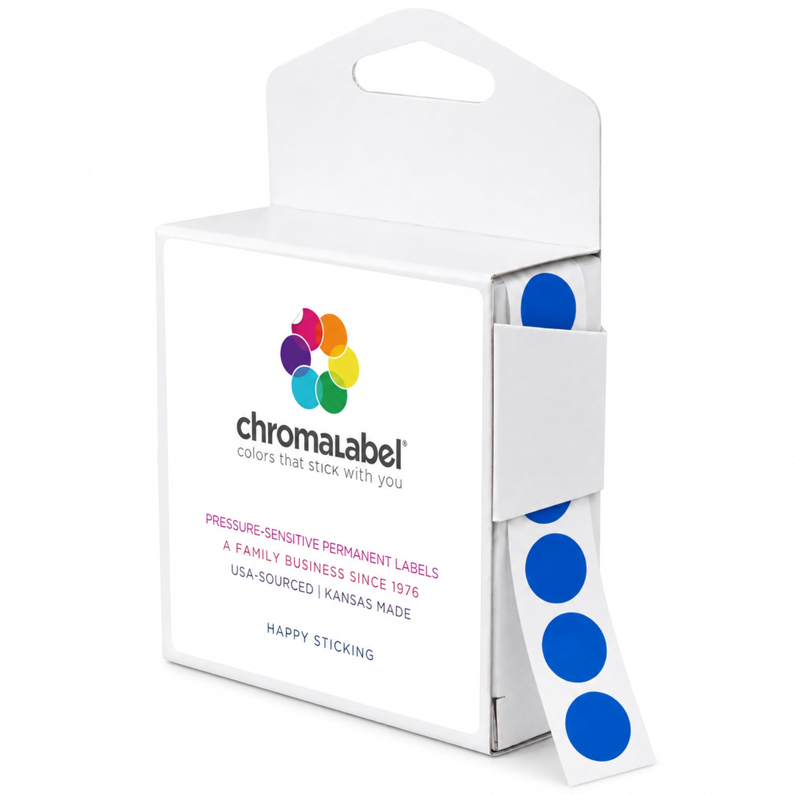 ChromaLabel 0.50 Inch Round Label Permanent Color Code Dot Stickers, 1000 Labels per Dispenser Box