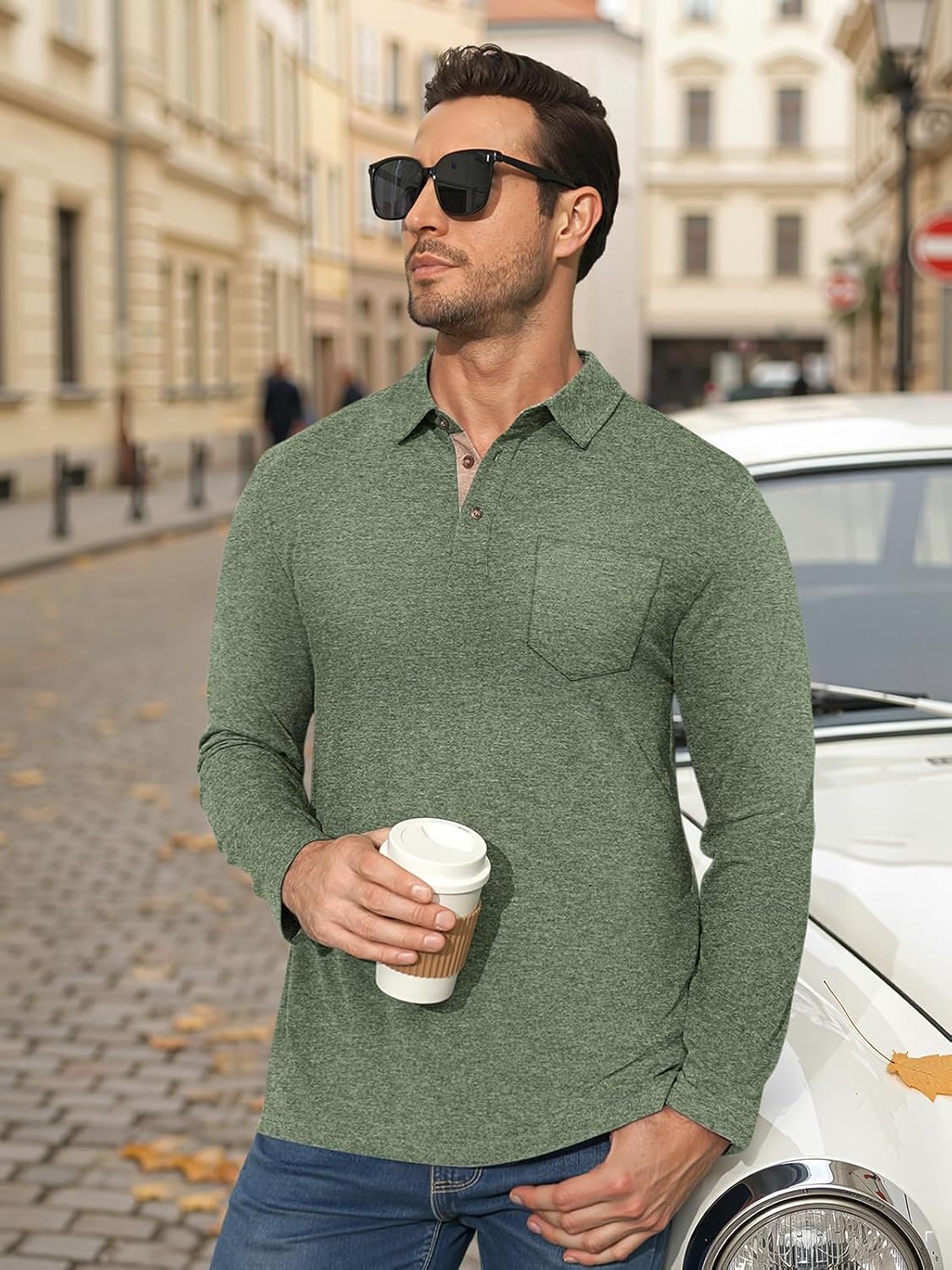 Long Sleeve Polo for Men Classic Button Basic Shirt Casual Slim Fashion Collared Shirt - Image 3