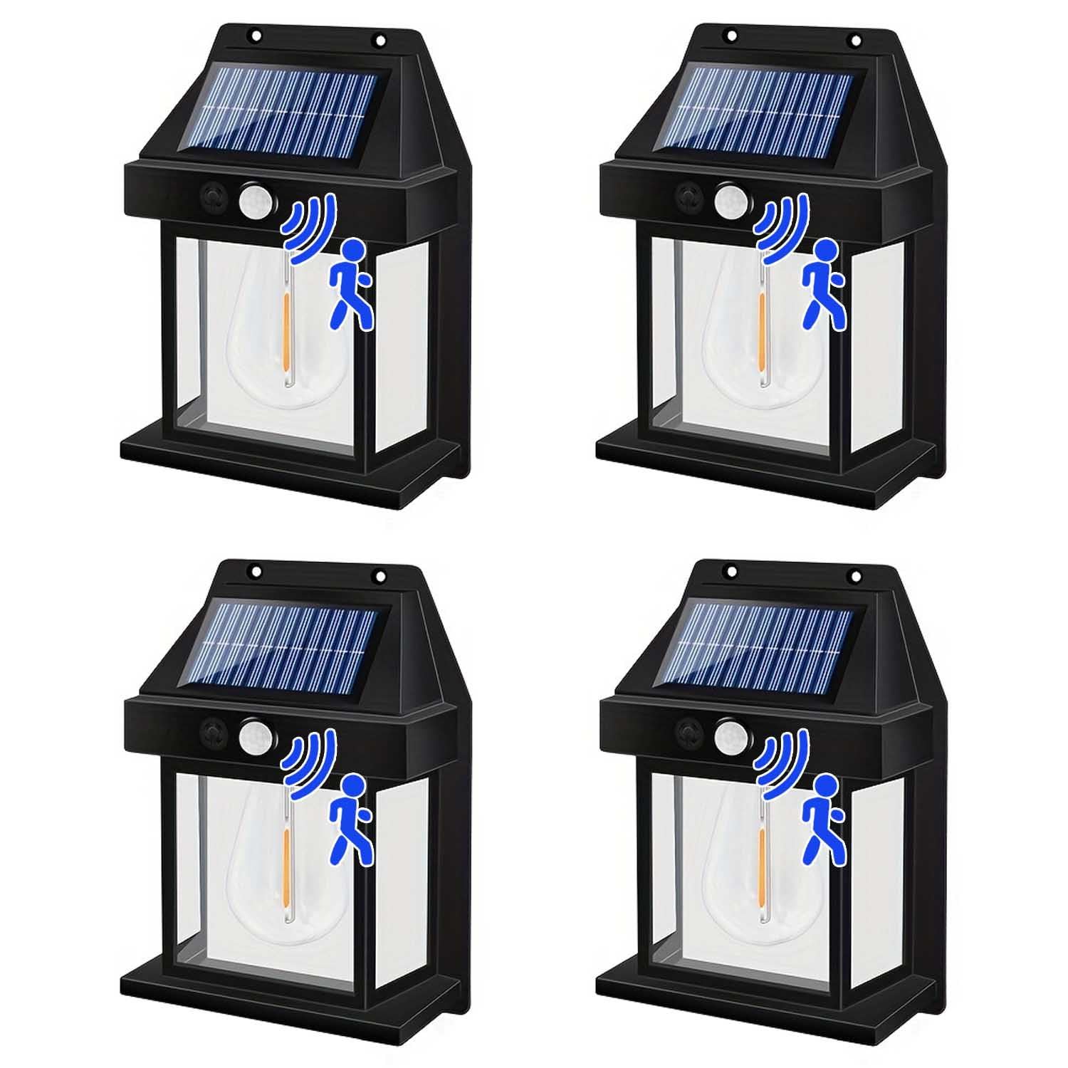 Leehui 4 Pack Solar Wall Lights Outdoor Garden, Solar Vintage Wall Lanterns Motion Sensor