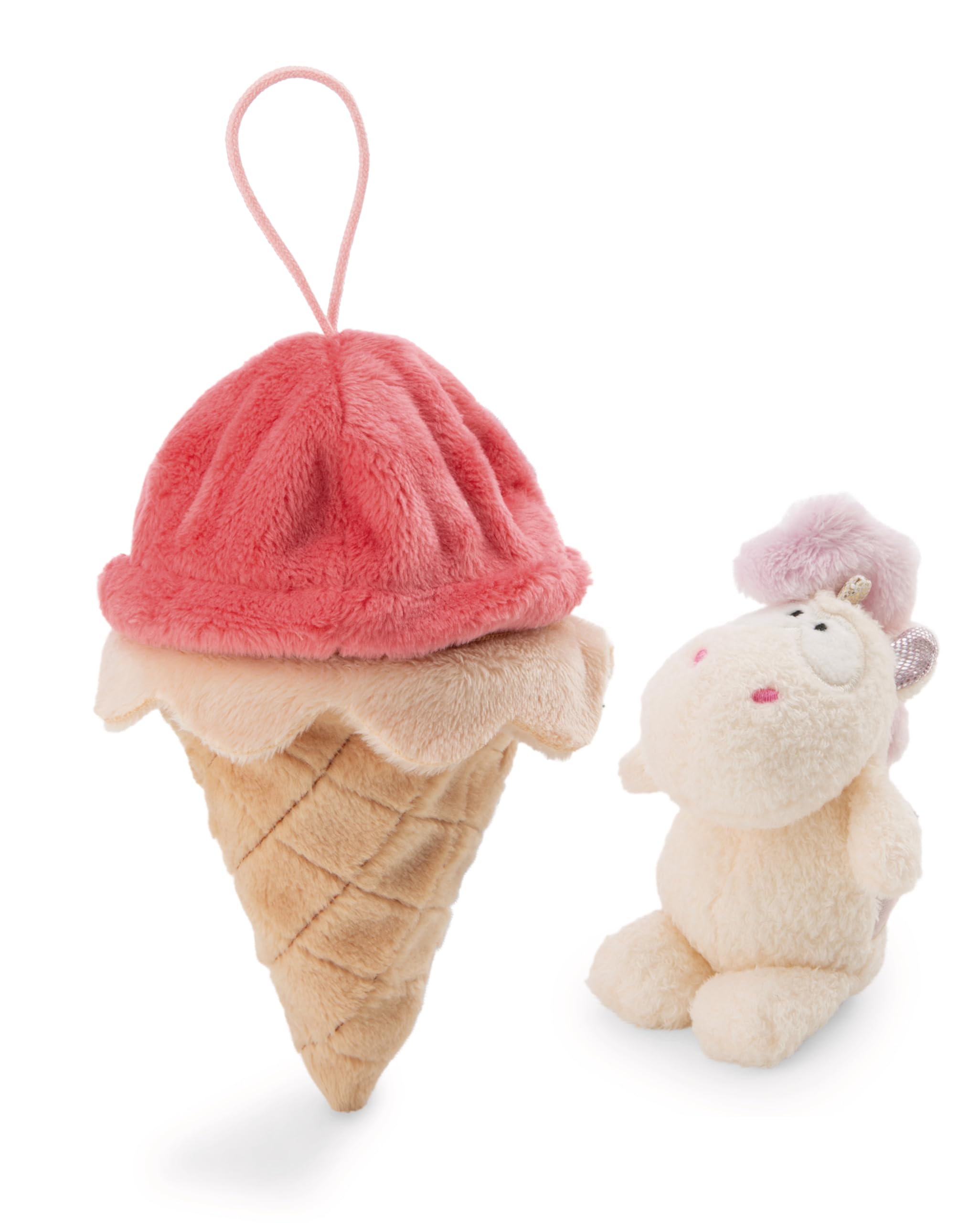 NICI Cuddly Toy Unicorn Creamy Pink 10 cm, in Ice-Cream with Loop, Colourful, Soft Plush Toy, Cute Stuffed Toy for Cuddling & Playing With, Great Gift Idea for Children and Adults, 61914