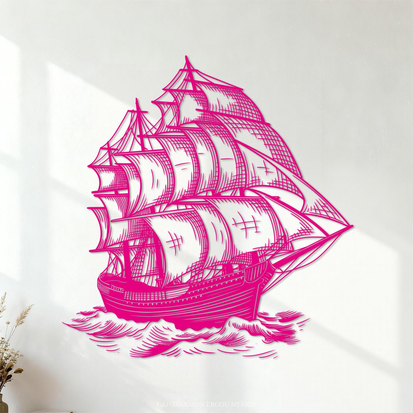 Lettering Stickers Sailing Ship At Sea 54x56.1cm Tattoo Culture Rosered โ image 1
