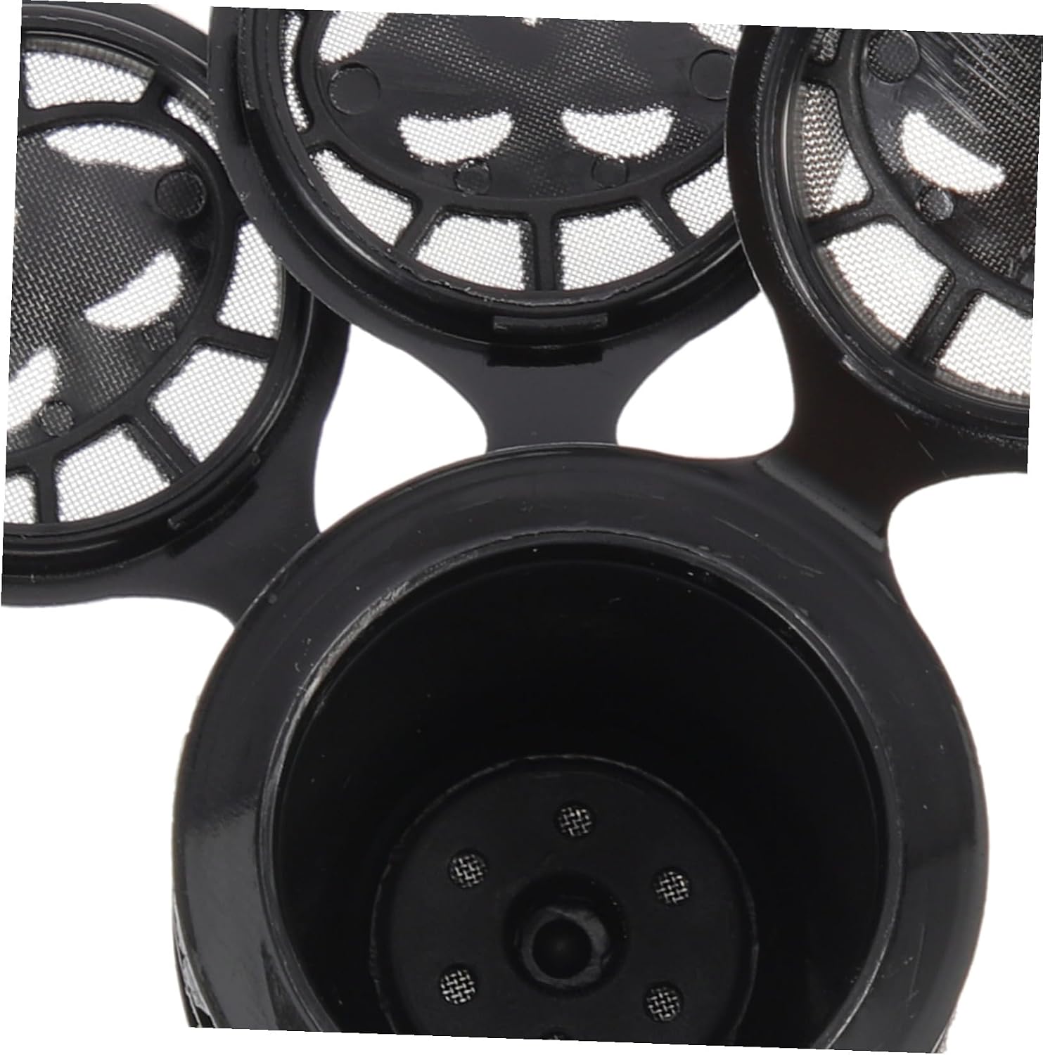 Reusable Coffee Filter Cup with Brush Spoon Household Coffee Strainer for Capsule Machines Black Cups