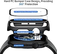 Vista 16 de 6 Pack Case with Tempered Glass Screen Protector for Apple Watch Series 9/8/7 45mm, Ultra-Thin Scratch Resistant Full Protective Hard PC Bumper