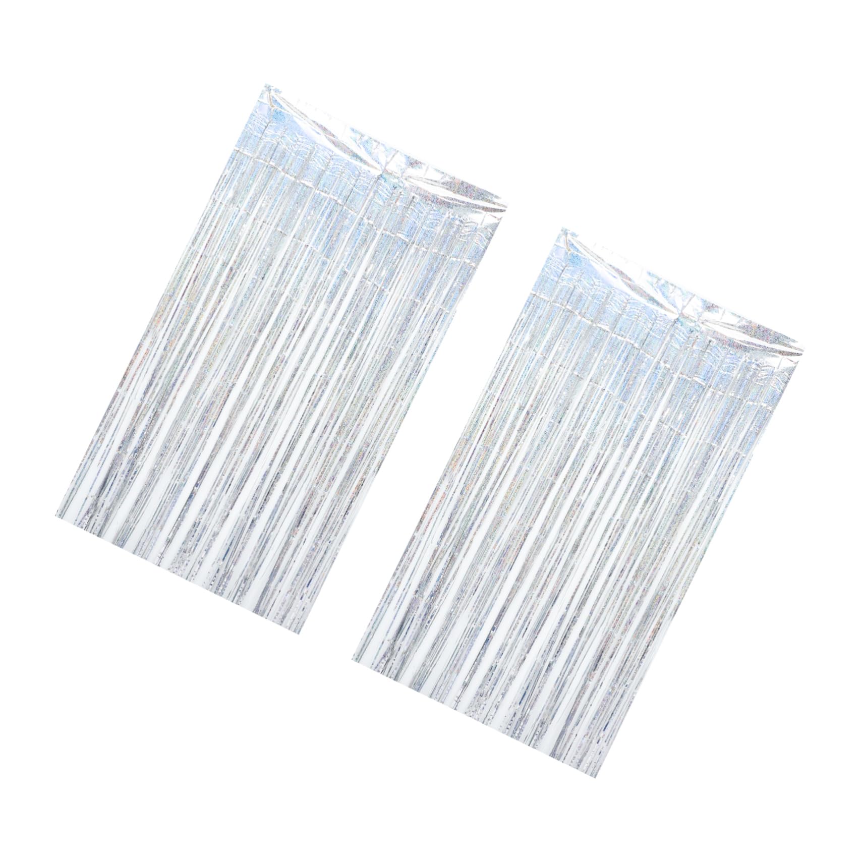 BRIGHTFUFU Striped Curtains Tinsel Curtain 2pcs Rain Curtain Tassel Child The Pet Shimmer Metallic Curtains Wedding Decor