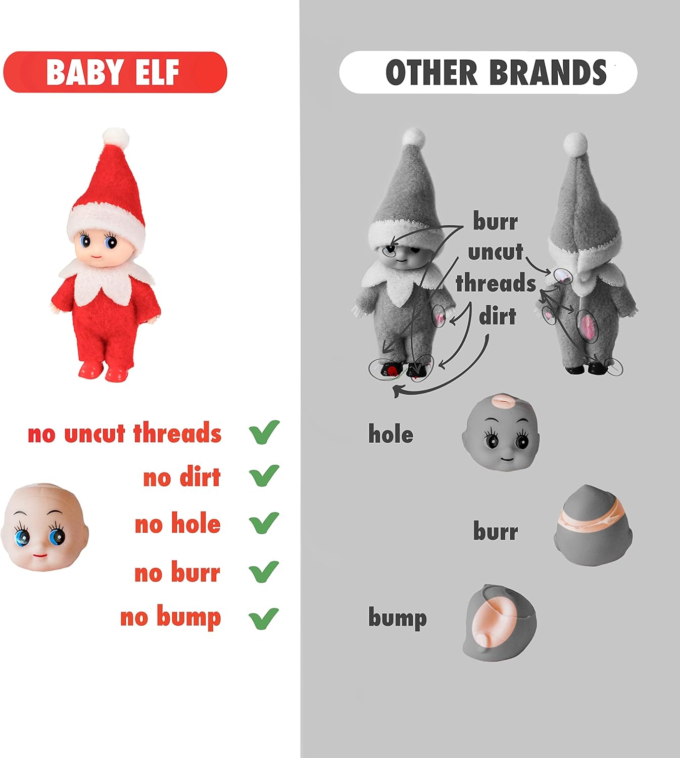 Christmas Baby Elf Doll in Red Jumpsuit