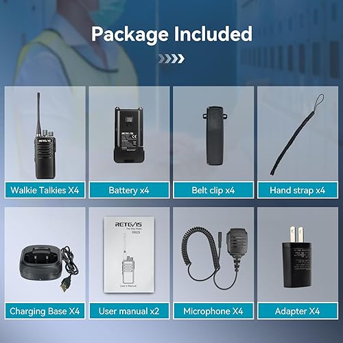 Miniatura 8 de Retevis RB29 Walkie Talkies de largo alcance, radios recargables de 2 vías con micrófono de altavoz de hombro, clonación inalámbrica, radio de 2