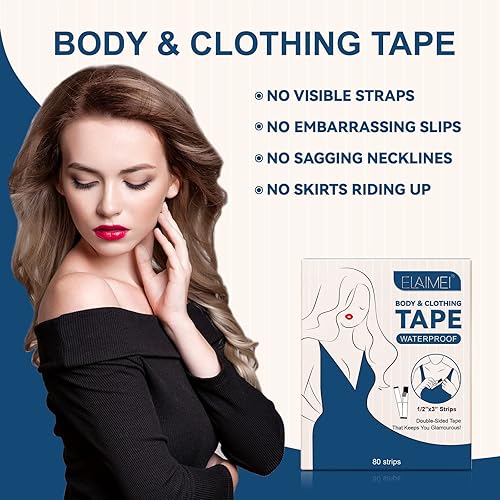 Miniatura 6 de 80 tiras de cinta adhesiva de doble cara para ropa, cinta de brasier de moda, cinta de tela para ropa y cuerpo de mujer, cinta adhesiva resistente a