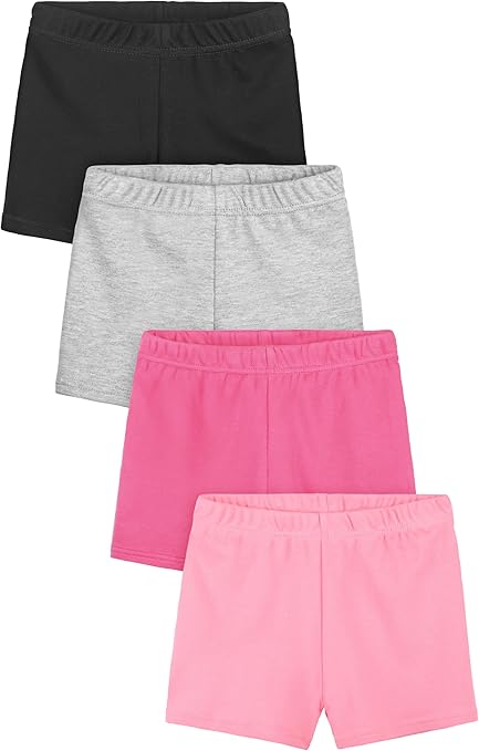 Resinta 4 Pack Baby and Toddler Girls' Cotton Bike Shorts Solid Cotton Bike Shorts Soft Pull-On Safety Shorts for Daily Wear