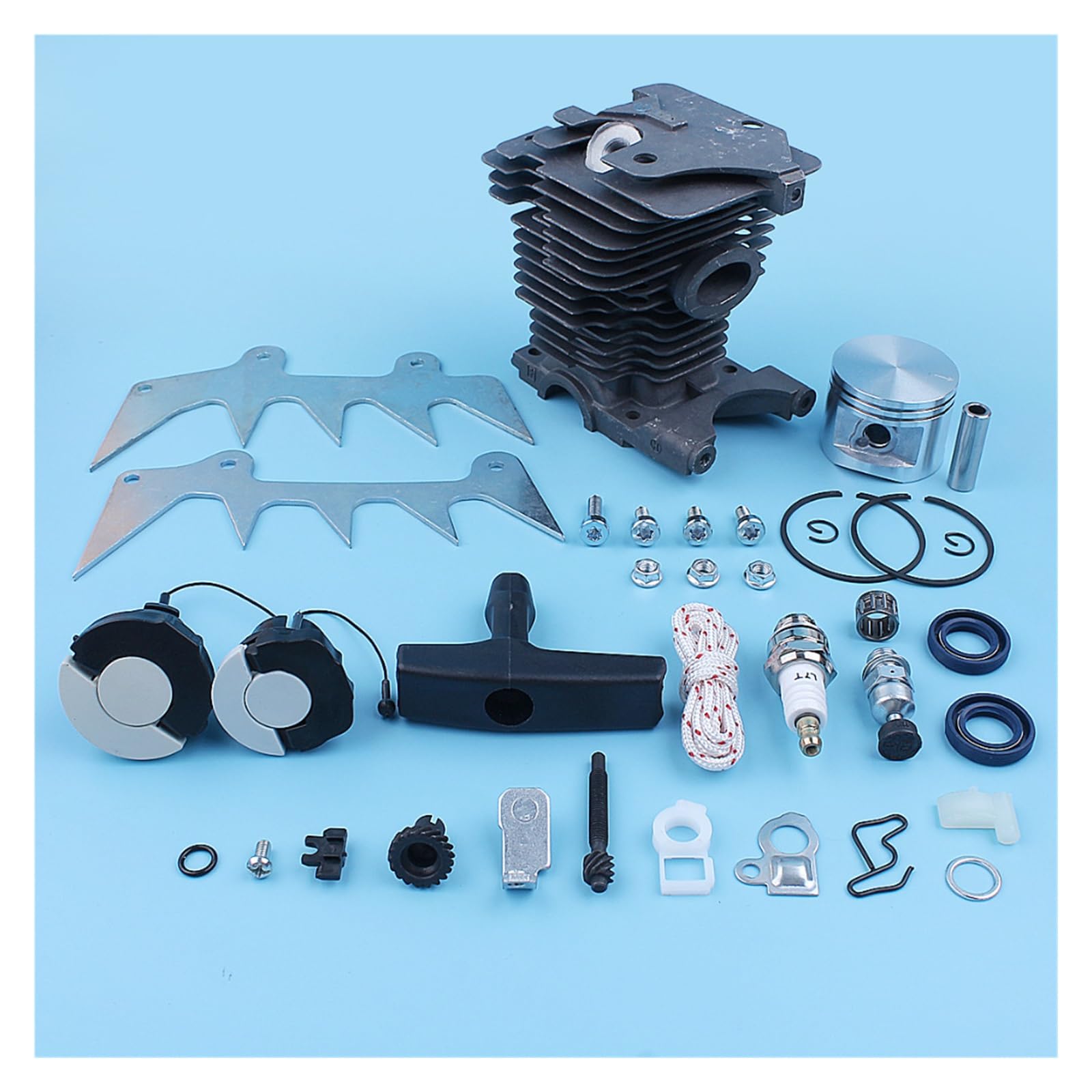 Pistón de cilindro 46mm, Kit ajustador picos for perros for Stihl MS280 MS270 MS 270 280, trinquete arranque con tapa Gas for motosierra