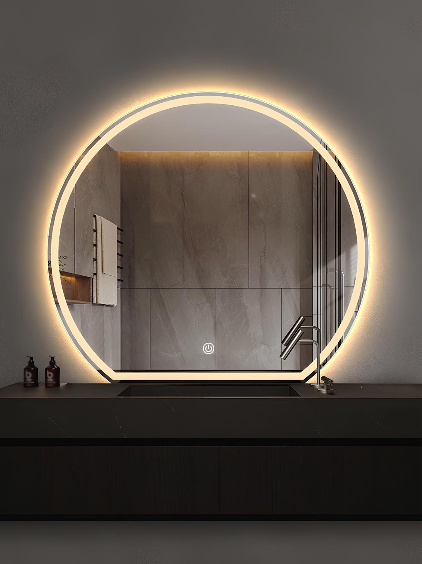 SXFSDOU Smart LED Bathroom Mirror | HD Dimmable Vanity with Adjustable Backlight for Farmhouse Entryway CRI95+ Explosion-Proof Design