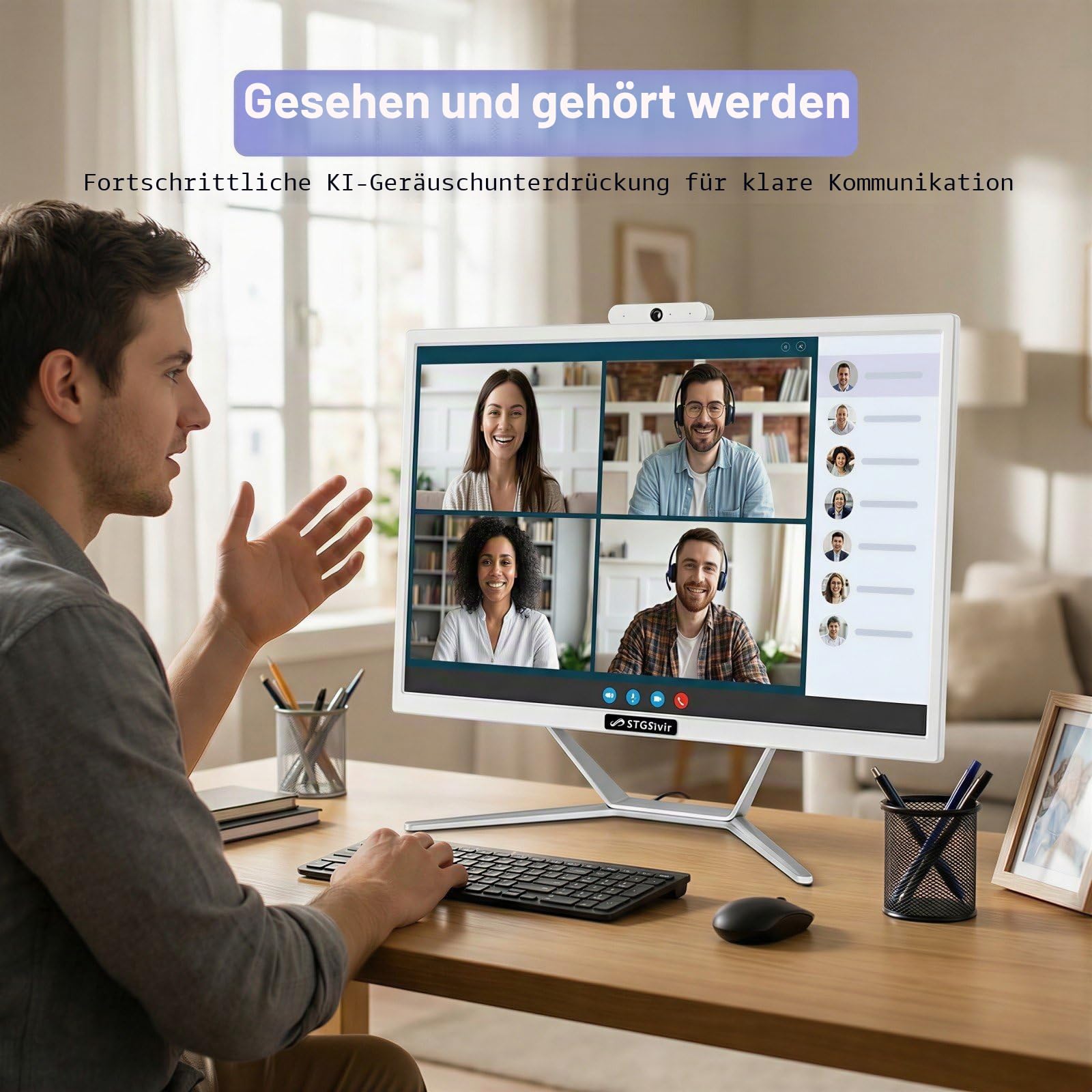 STGsivir All-in-One Desktop-PC, Display 21,5 Zoll, Core i5 bis 3,6 GHz, 16 GB RAM, 512 GB SSD, WiFi, Bluetooth, Windows11 Pro, Weiß