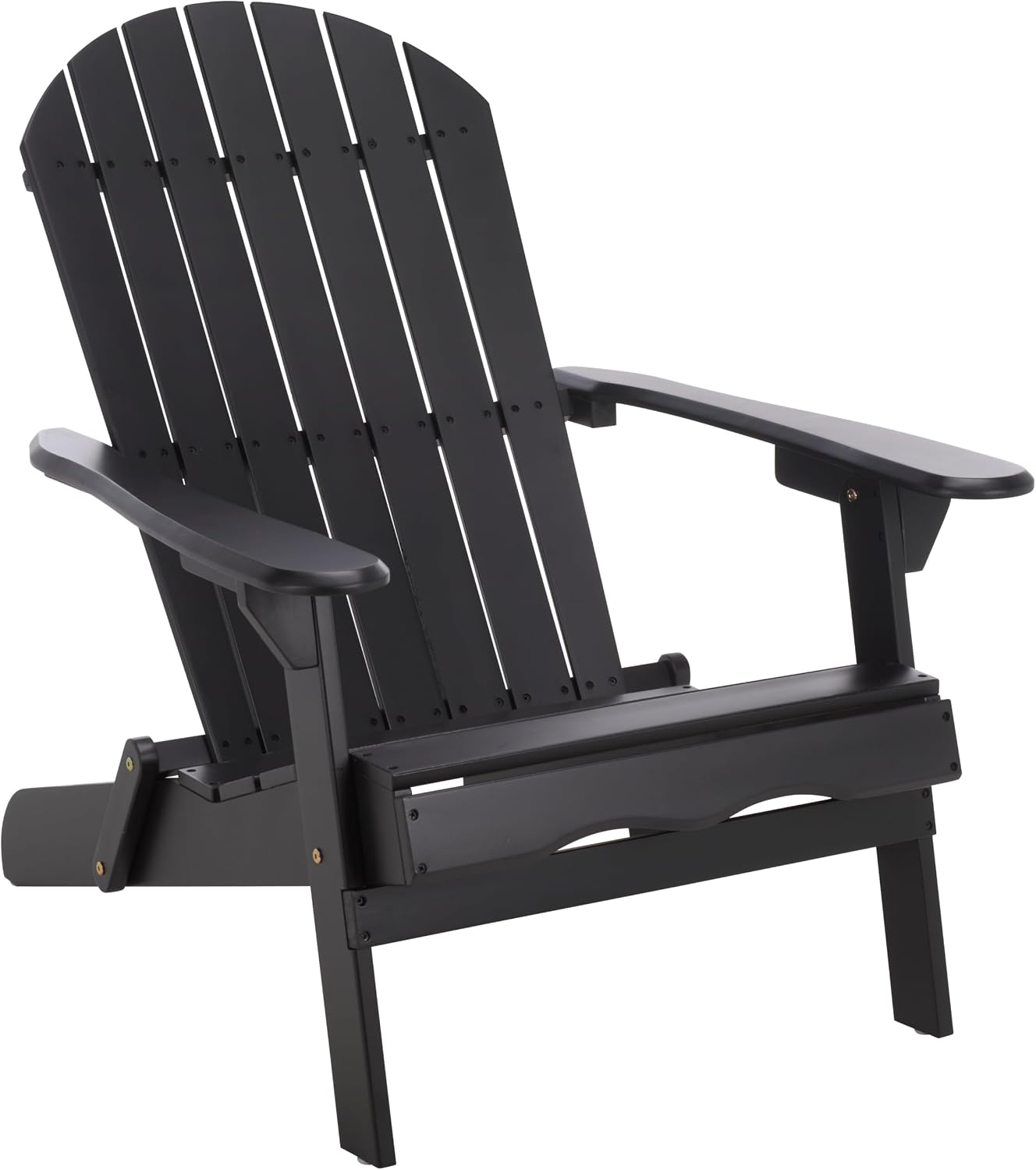 SAFAVIEH Outdoor - Eden Adirondack Chair - Black Solid Wood - Weather Resistant - Ideal for Patio, Deck, Porch, Backyard, 17.5" Seat Height (PAT6000B)