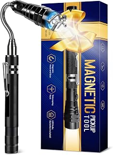 Magnetic Pickup Tool with Flashlight - 22" Extendable Magnets 360° Flexible Neck Magnet Tool Gift for Man Father Dad Grandpa Him Electrician Husband, Best Choice for Valentine, Christmas, Anniversary