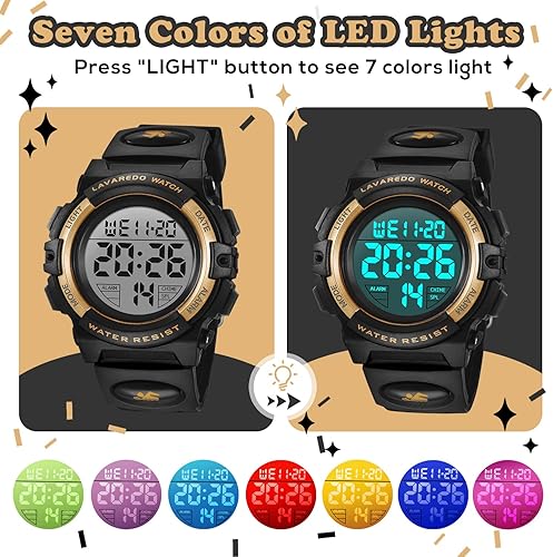Miniatura 4 de Reloj analógico para niños, reloj para niños de 6 a 15 años, reloj digital para deportes al aire libre, multifuncional con cronógrafo LED 50 M,