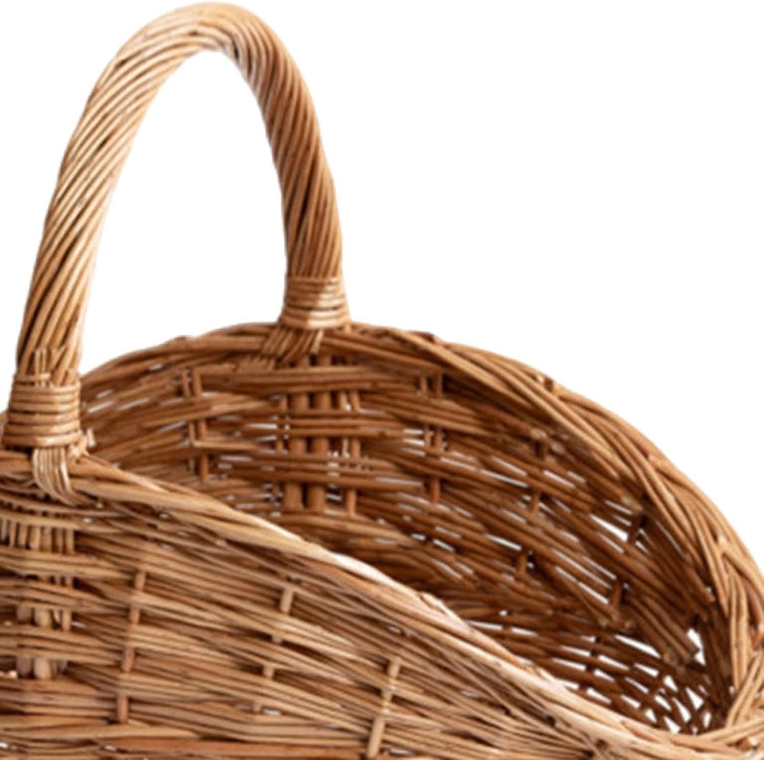 Wicker Picnic Storage Basket with Handle, Empty Picnic Baskets, Handmade Wicker Rattan Hamper, Multipurpose Rustic Basket for Outdoor Picnic Camping Garden Holiday, S