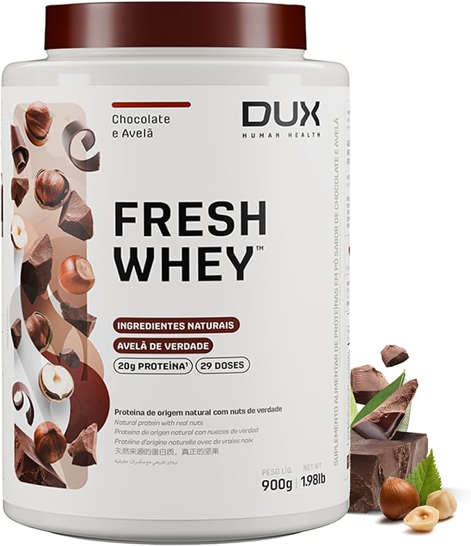 DUX HUMAN HEALTH Fresh Whey Protein 900g Chocolate e Avelã – Nutrição Prática...