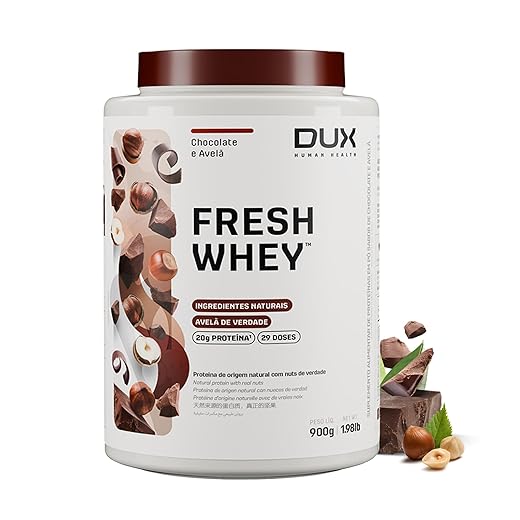 DUX HUMAN HEALTH Fresh Whey Protein 900g Chocolate e Avelã – Nutrição Prática para Receitas e Shakes
