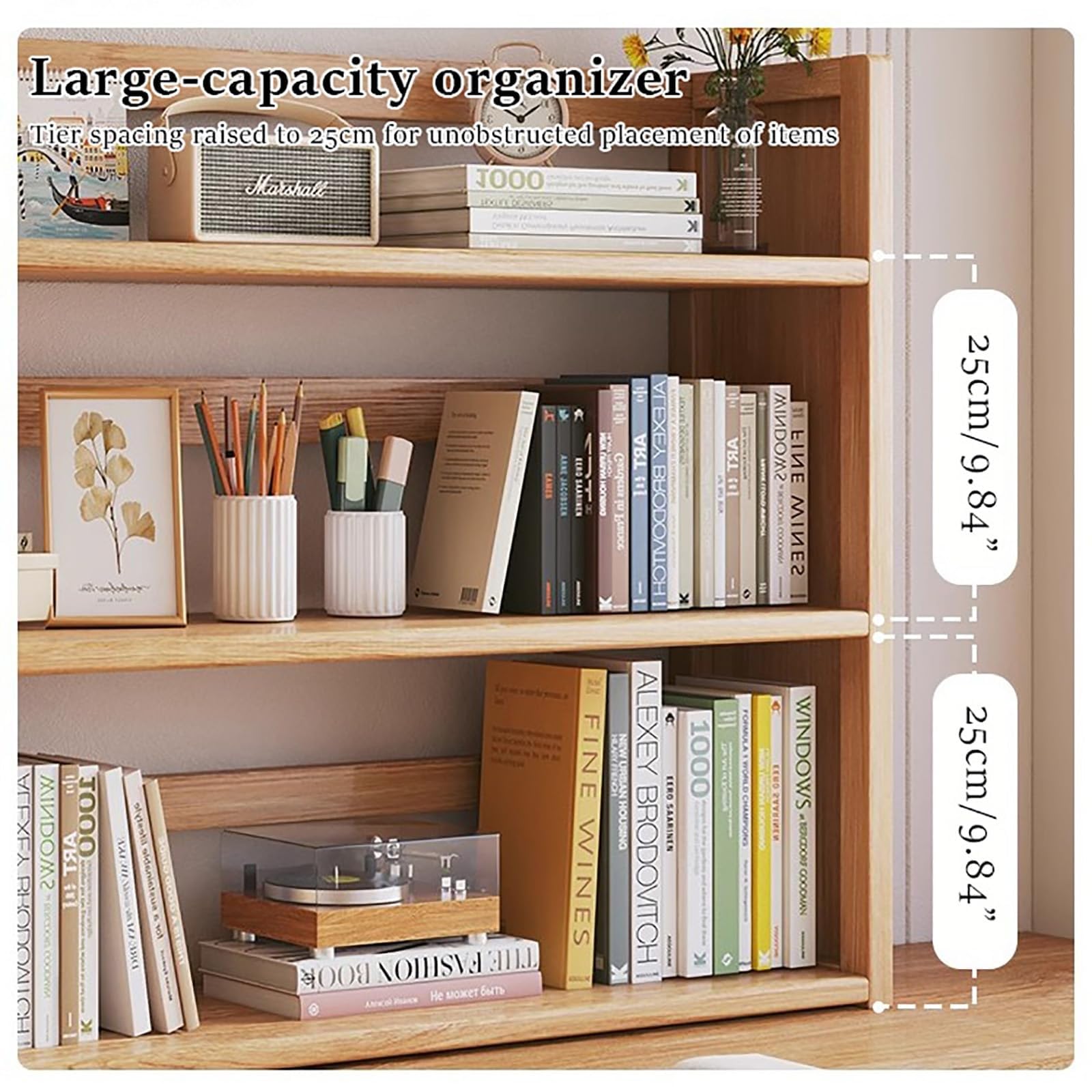 JingNian Petite Étagère De Bureau en Bois, Étagère À Poser sur Bureau 2 Niveaux, Rangement Multifonction pour Maison, Dortoir Et Espace De Travail(Walnut 2 Tier,66cm)