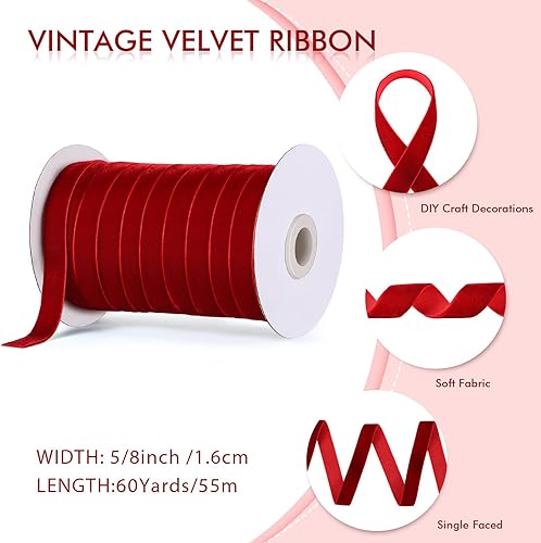 Miniatura 332 de Chuangdi 3/8 pulgadas, 60 yardas, cinta de terciopelo azul verde azulado de Navidad, cintas anchas de terciopelo vintage para adornos de árbol