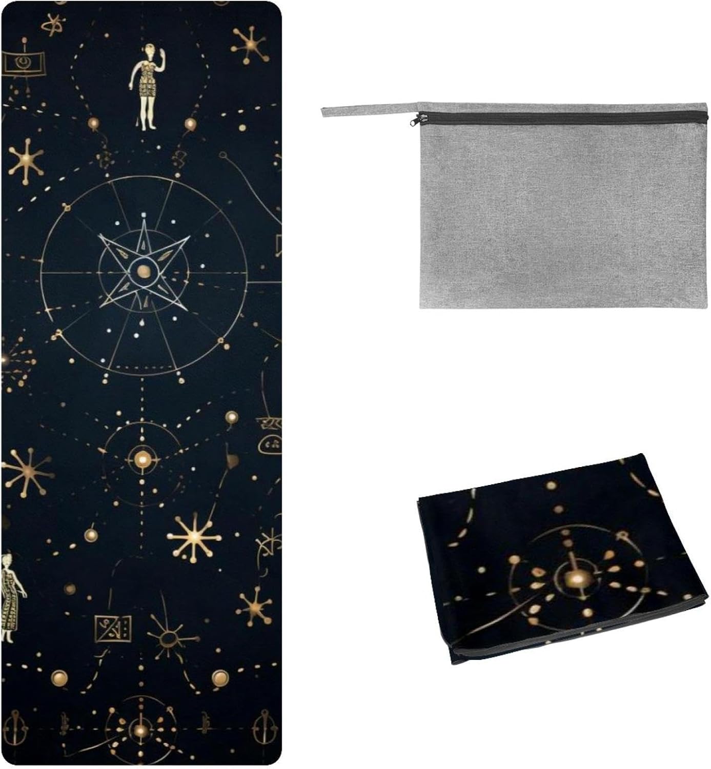 Yoga Towel, Constellations Zodiac Galaxy Pattern Non Slip Sweat Absorbent Hot Yoga Mat Towel for Hot Yoga, Pilates and Fitness - 72.8" x 26.8"