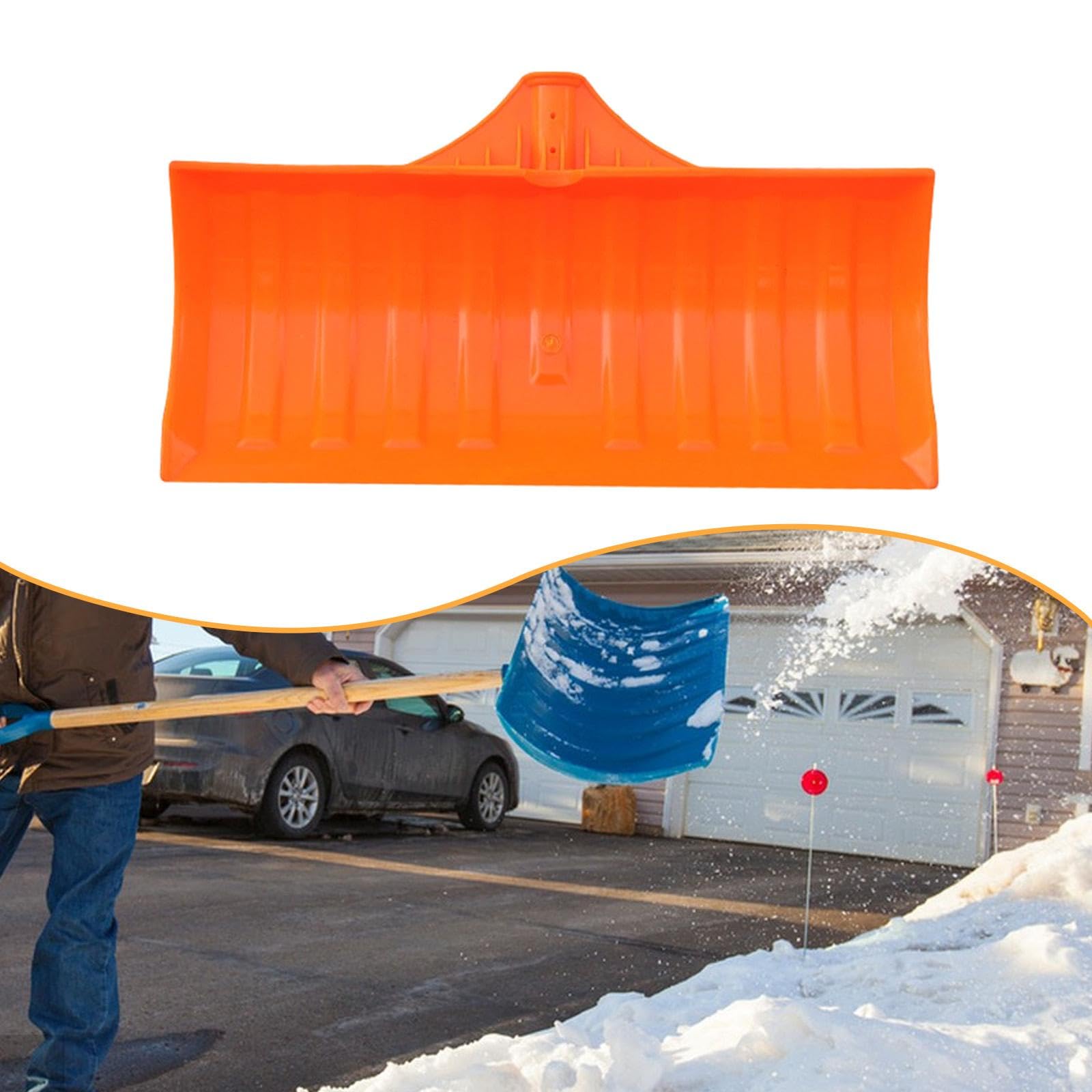 Reemplazo de Cabezal de Pala de Nieve, Cabezal Empujador de Nieve, Herramienta Multiusos para Quitar Nieve, Cabezal de Pala de Grano Hecho de PP Resis, Naranja
