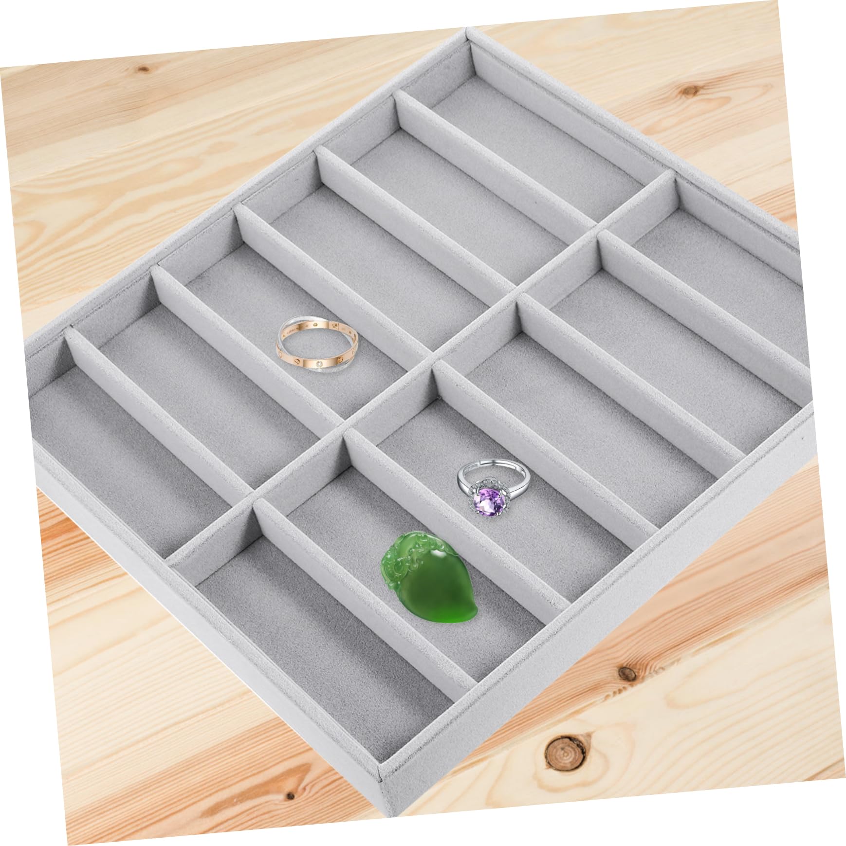 ABOOFAN Plateau de Rangement Empilable en Velours Couleur Neutre 12 Compartiments pour Lunettes de Soleil, Organisateur D'accessoires pour Ambiance Estivale sur Bureau de Boutique