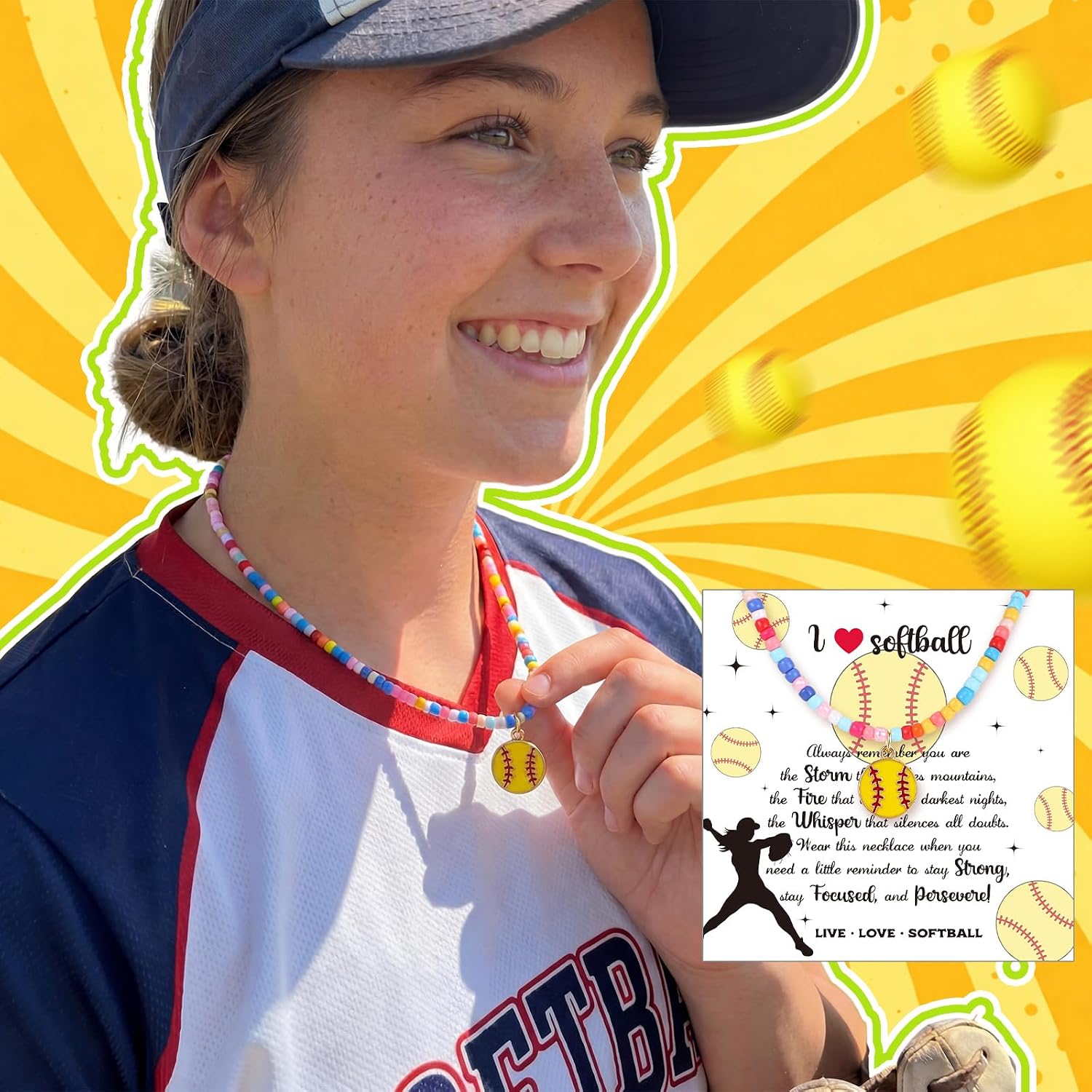 Kenning 12 Sets Softball/Basketball Necklace Gifts Bulk Senior Night Softball Party Favors Jewelry for Sport Lover Team Gift