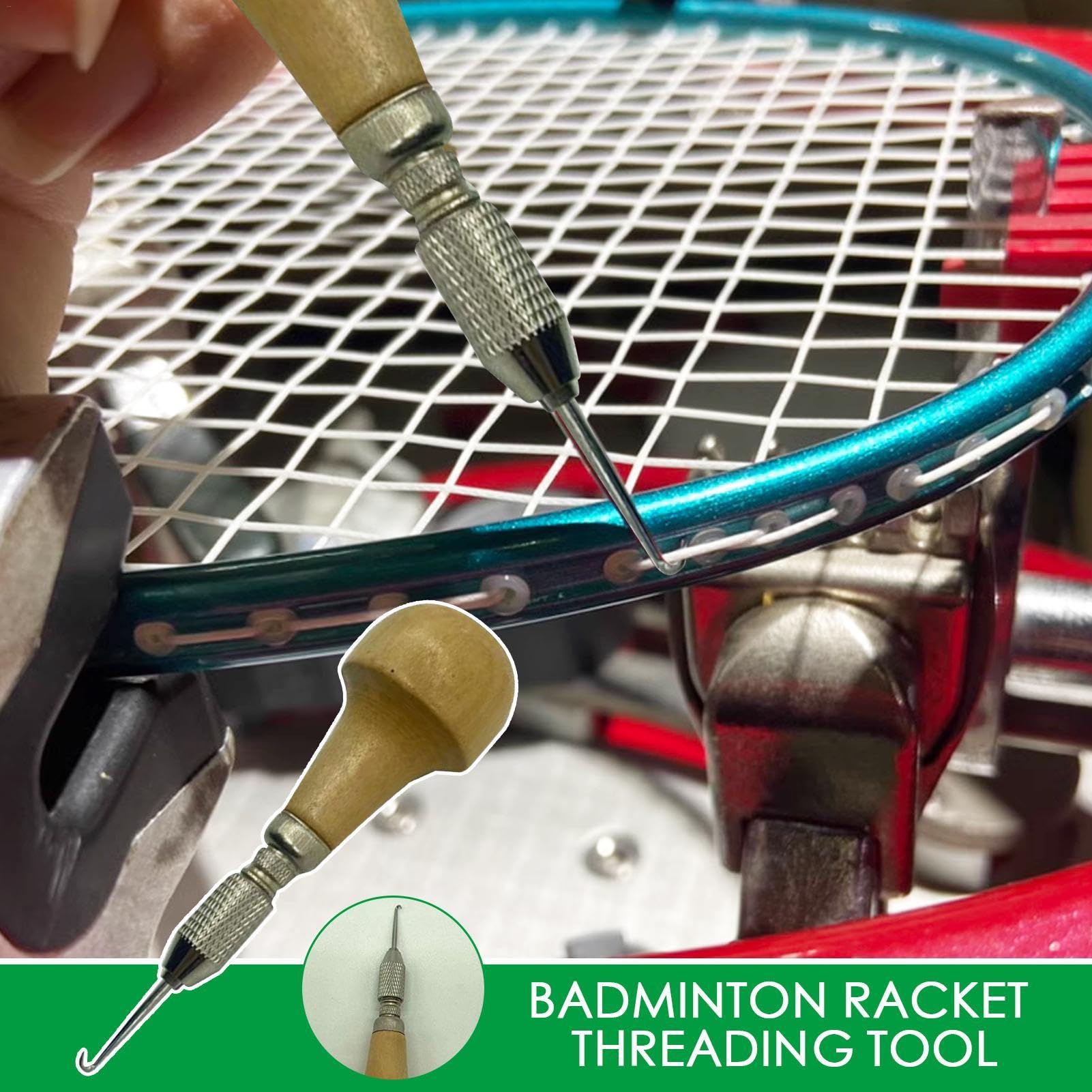 Strumento per raddrizzare Le Corde della Racchetta da Tennis, Strumenti per Legare la Racchetta da Badminton | Estrattore di Corde con Manico in Legno per Racchette da Tennis