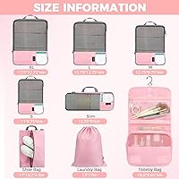 Vista 159 de BAGAIL 4 juegos/6 juegos/8 cubos de compresión para embalaje, accesorios de viaje, organizadores de embalaje expandibles (malla cuadrada, 06-beige)