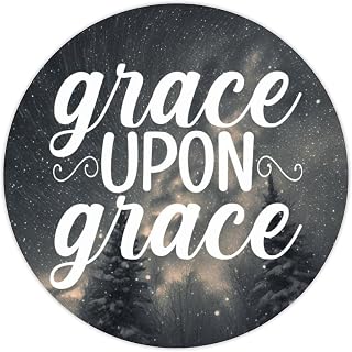 Grace Upon Grace Stickers 50 Pcs Inspirational Quote Saying Vinyl Decal Sticker Waterproof Round Decal Perfect for Water Bottle Laptop Phone Skateboard Suitcase 2inch