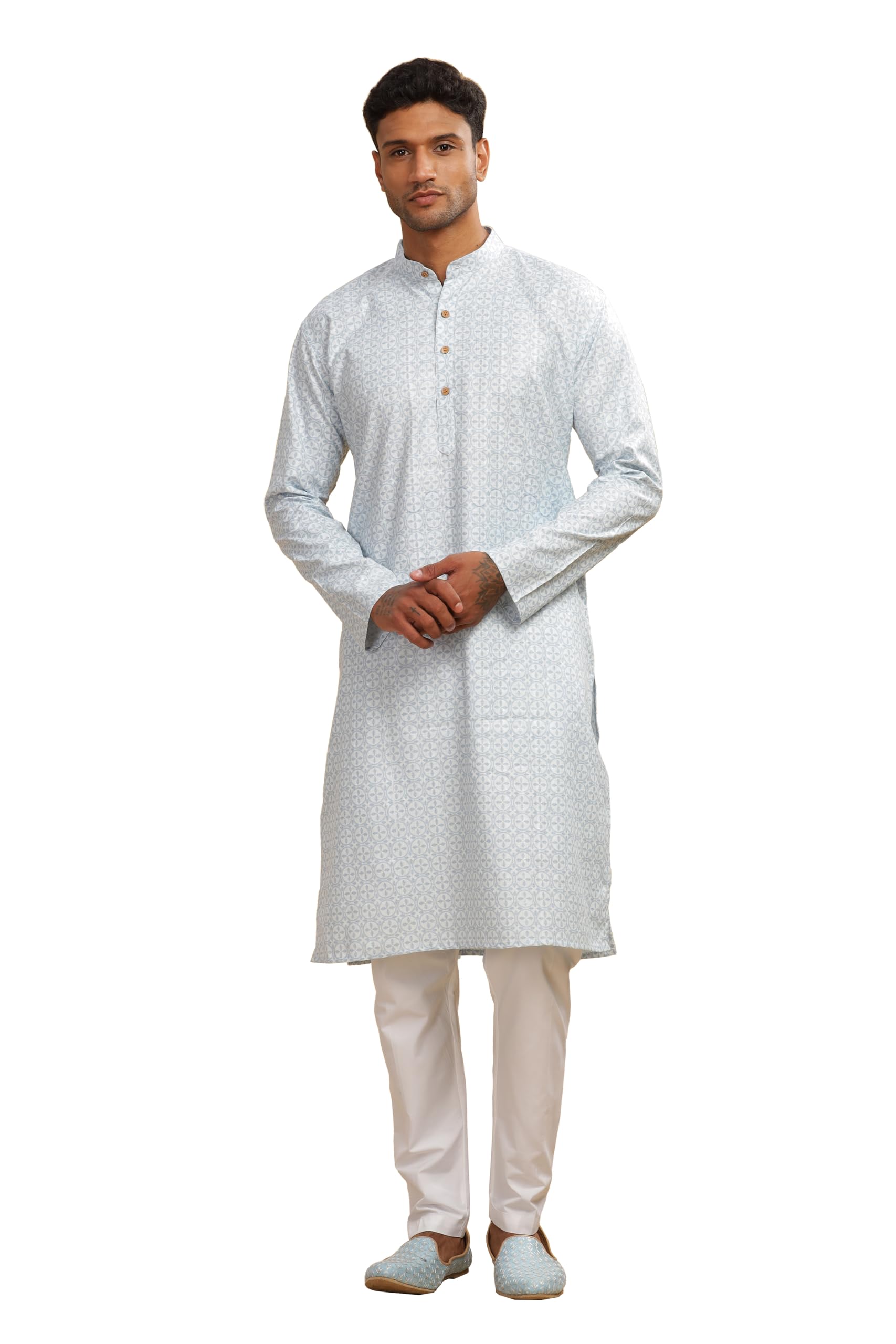 Be Active Men's Cotton Regular Kurta (C-599-1_Blue-1